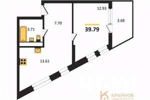 1-к квартира, сданный дом, 40м2, 3/21 этаж