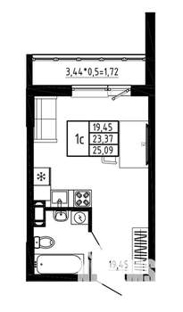 Студия квартира, вторичка, 25м2, 2/17 этаж