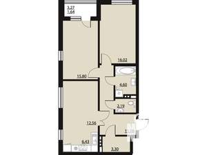 2-к квартира, строящийся дом, 74м2, 4/23 этаж