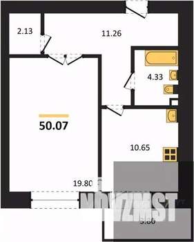1-к квартира, вторичка, 50м2, 8/14 этаж