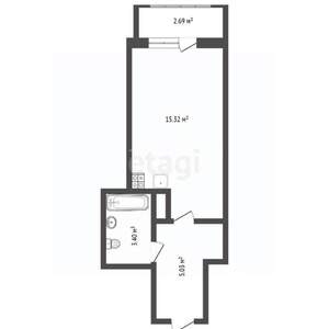 Студия квартира, вторичка, 23м2, 13/19 этаж