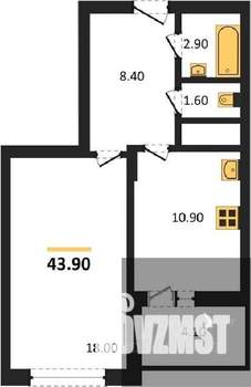 1-к квартира, вторичка, 44м2, 25/25 этаж