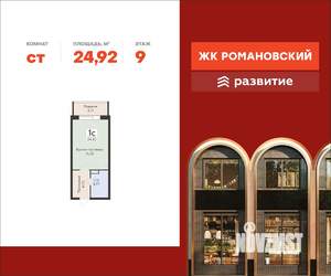 Студия квартира, вторичка, 25м2, 9/16 этаж