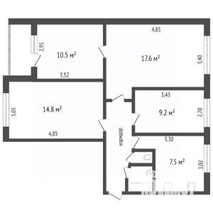4-к квартира, вторичка, 68м2, 7/9 этаж