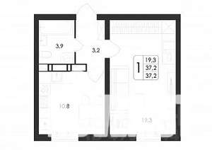 1-к квартира, строящийся дом, 37м2, 1/17 этаж