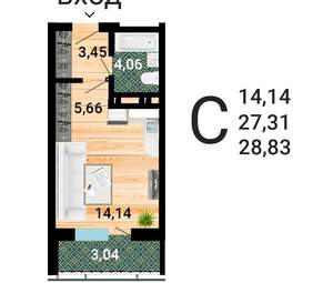 Студия квартира, вторичка, 30м2, 4/31 этаж