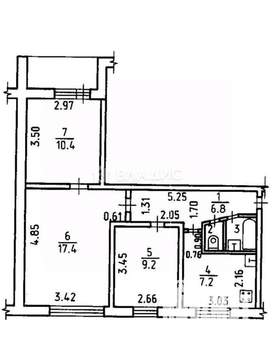 3-к квартира, вторичка, 53м2, 2/9 этаж