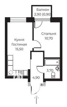 1-к квартира, вторичка, 35м2, 4/14 этаж
