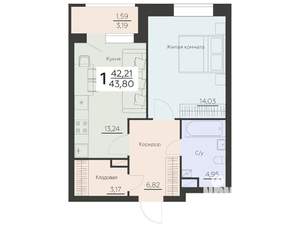 1-к квартира, вторичка, 44м2, 5/8 этаж