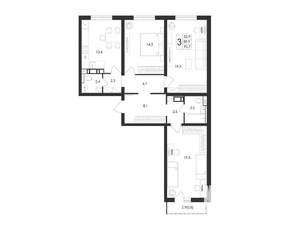 3-к квартира, вторичка, 91м2, 8/17 этаж