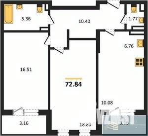 2-к квартира, вторичка, 73м2, 8/24 этаж