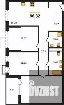 3-к квартира, вторичка, 86м2, 7/21 этаж