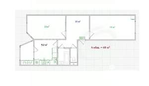 2-к квартира, сданный дом, 60м2, 11/17 этаж