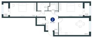 2-к квартира, строящийся дом, 88м2, 3/25 этаж