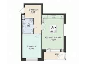 2-к квартира, вторичка, 44м2, 8/18 этаж