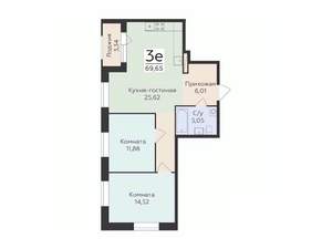 3-к квартира, строящийся дом, 70м2, 8/12 этаж