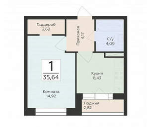 1-к квартира, вторичка, 36м2, 2/24 этаж