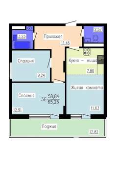 3-к квартира, вторичка, 65м2, 7/16 этаж
