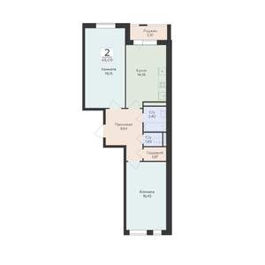 2-к квартира, вторичка, 68м2, 8/18 этаж