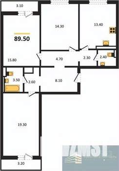 3-к квартира, вторичка, 90м2, 17/17 этаж