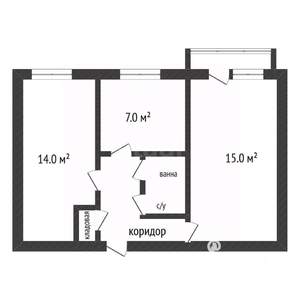 2-к квартира, вторичка, 45м2, 4/5 этаж