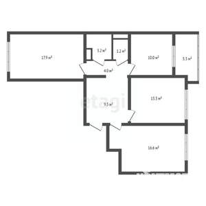 3-к квартира, вторичка, 77м2, 17/17 этаж