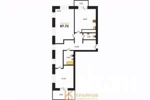 2-к квартира, вторичка, 88м2, 2/9 этаж