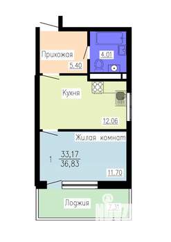 1-к квартира, вторичка, 37м2, 3/16 этаж