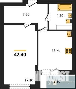 1-к квартира, вторичка, 42м2, 2/13 этаж