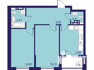 2-к квартира, вторичка, 64м2, 10/18 этаж