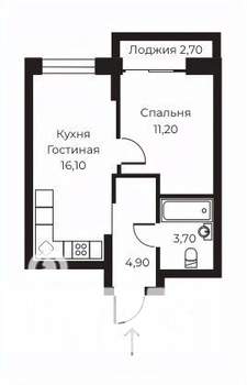 1-к квартира, строящийся дом, 37м2, 7/14 этаж