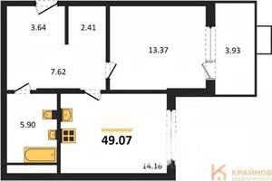 1-к квартира, вторичка, 49м2, 2/21 этаж