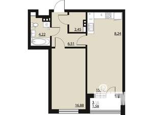 1-к квартира, вторичка, 55м2, 3/23 этаж