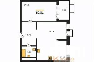 2-к квартира, вторичка, 60м2, 8/21 этаж