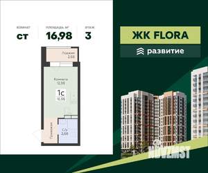 Студия квартира, вторичка, 17м2, 3/15 этаж