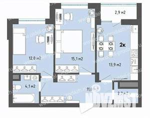 2-к квартира, строящийся дом, 60м2, 9/13 этаж