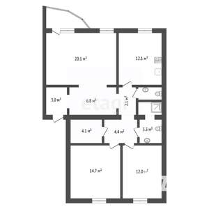 3-к квартира, вторичка, 86м2, 2/3 этаж