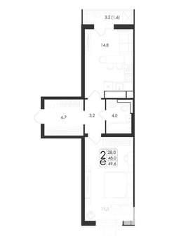 2-к квартира, вторичка, 50м2, 7/19 этаж