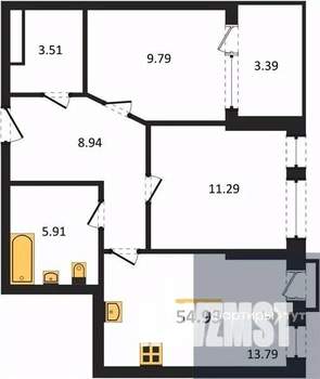 2-к квартира, вторичка, 55м2, 6/21 этаж