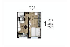 1-к квартира, строящийся дом, 40м2, 6/15 этаж