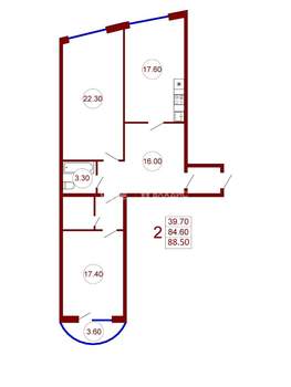2-к квартира, строящийся дом, 85м2, 5/12 этаж