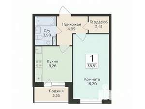 1-к квартира, вторичка, 39м2, 7/18 этаж