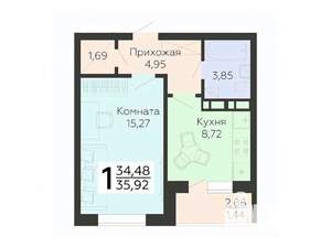 1-к квартира, вторичка, 36м2, 9/18 этаж