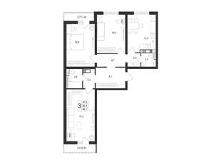 3-к квартира, вторичка, 89м2, 1/17 этаж