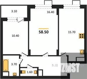 2-к квартира, вторичка, 58м2, 10/13 этаж