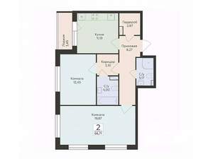 2-к квартира, вторичка, 67м2, 9/12 этаж