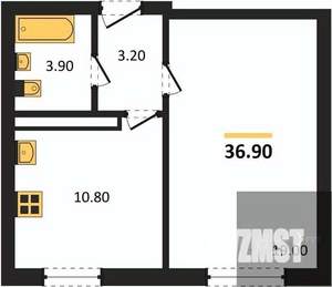 1-к квартира, вторичка, 37м2, 1/17 этаж