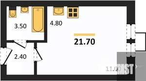 Студия квартира, вторичка, 22м2, 12/21 этаж