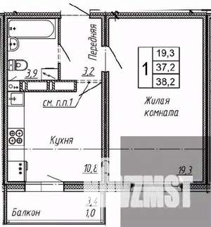 1-к квартира, вторичка, 38м2, 8/17 этаж