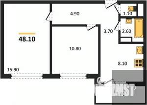 2-к квартира, вторичка, 48м2, 13/17 этаж
